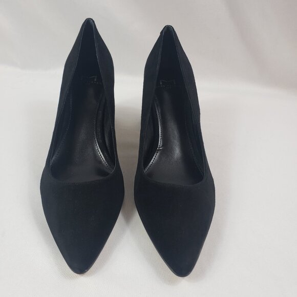 New Marc Fisher Black Suede Pointed Toe Low Block Heel Pumps Yehudi Size 9.5M - Picture 4 of 9